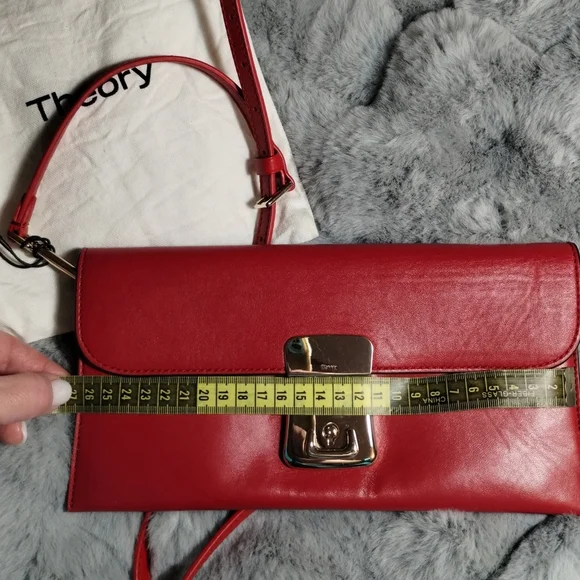 New! NWT THEORY Leather Clutch Pouch Crossbody Bag $375 - Picture 10 of 12